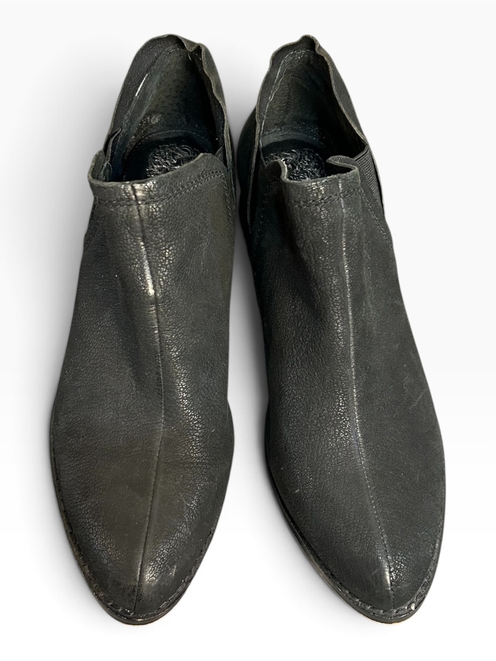 Vince Camuto Black Pointed Leather Ankle Boots